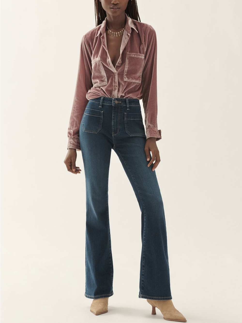 Anthropologie Pilcro Icon Dark Blue Mid-Rise Flare Jeans 29